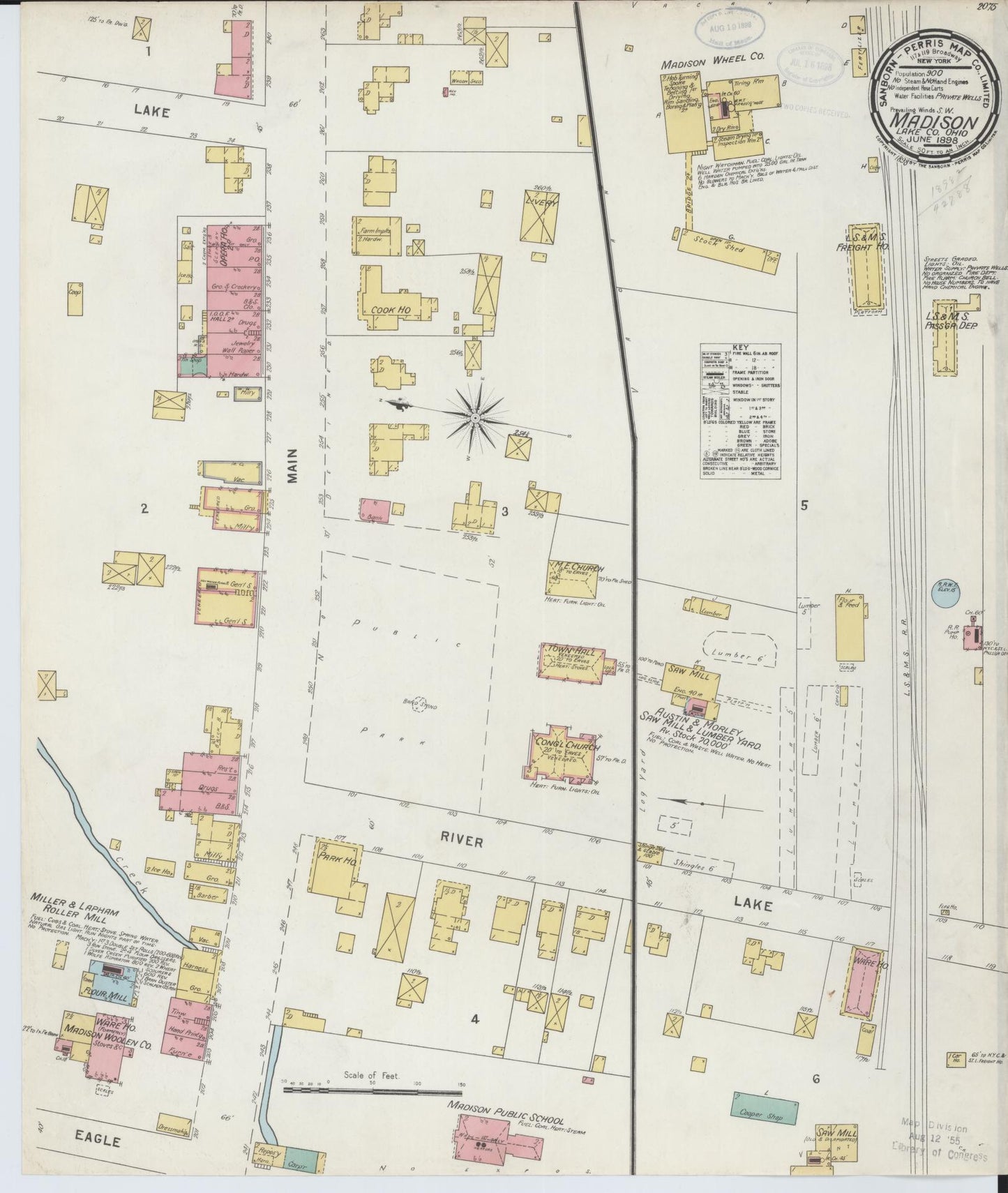 Sanborn Fire Insurance Map from Madison, Lake County, Ohio (1898), Sheet #0001 - Historic Sanborn Fire Insurance Map Print, vintage old map wall art, antique decor, genealogy gift, Ohio Ohio map