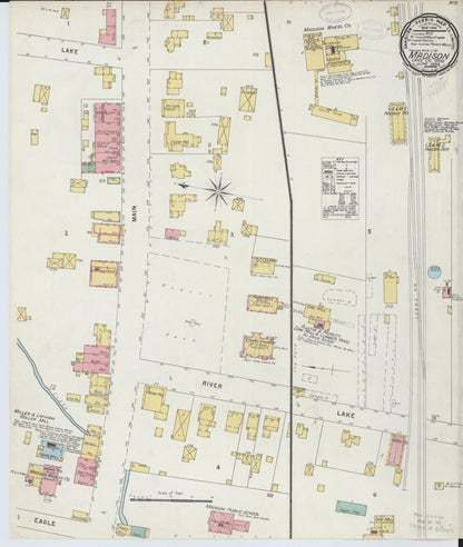 Sanborn Fire Insurance Map from Madison, Lake County, Ohio (1898), Sheet #0001 - Historic Sanborn Fire Insurance Map Print, vintage old map wall art, antique decor, genealogy gift, Ohio Ohio map