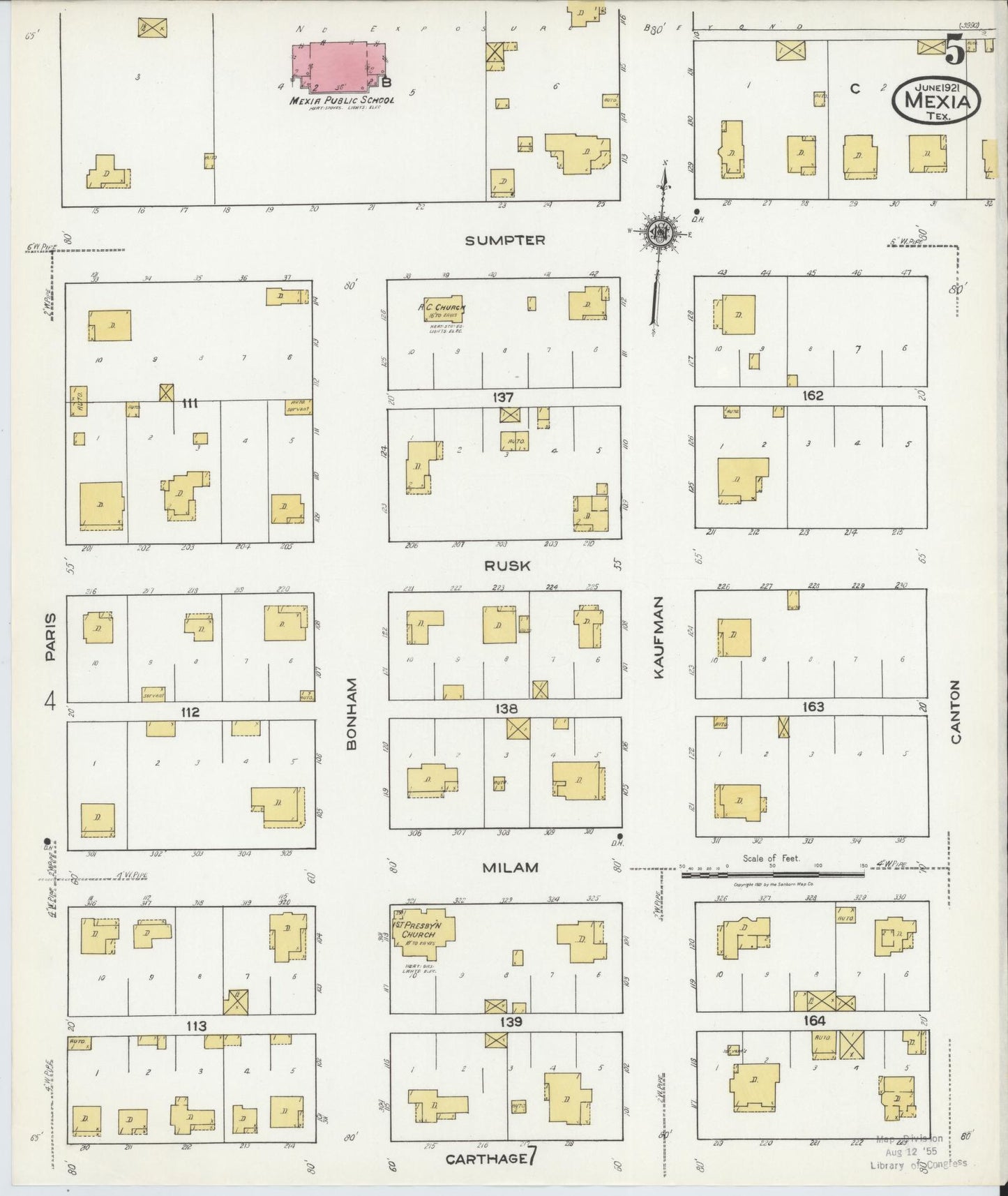 Sanborn Fire Insurance Map from Mexia, Limestone County, Texas (1921), Sheet #0005 - Complete Map Set gallery image, historic Sanborn map, vintage wall art, Texas Texas
