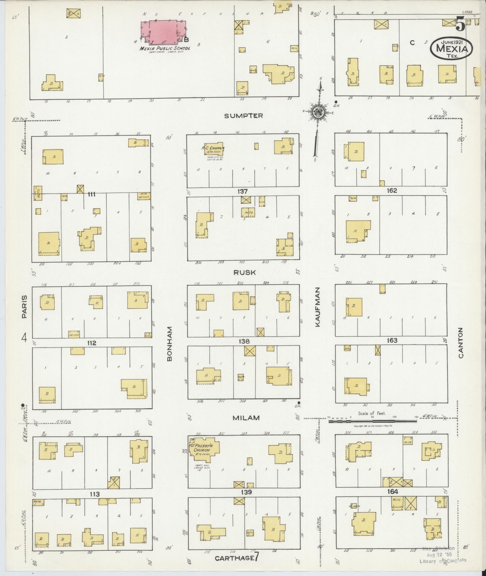 Sanborn Fire Insurance Map from Mexia, Limestone County, Texas (1921), Sheet #0005 - Complete Map Set gallery image, historic Sanborn map, vintage wall art, Texas Texas