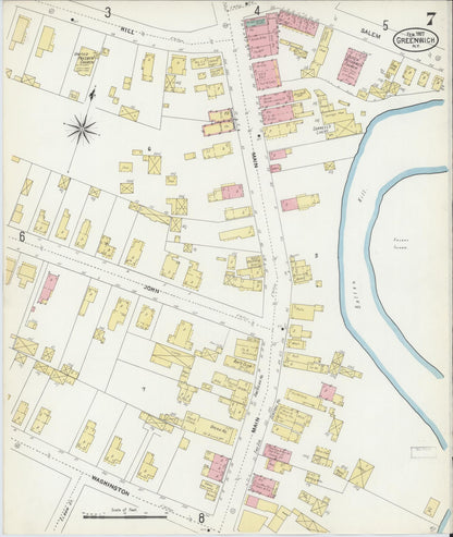 Sanborn Fire Insurance Map from Greenwich, Washington County, New York (1907), Sheet #0007 - Complete Map Set gallery image, historic Sanborn map, vintage wall art, New York New York