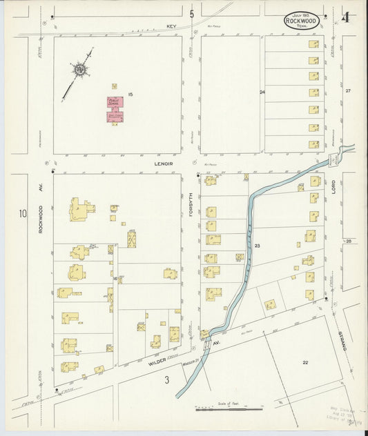 Sanborn Fire Insurance Map from Rockwood, Roane County, Tennessee (1913), Sheet #0004 - Historic Sanborn Fire Insurance Map Print, vintage old map wall art, antique decor, genealogy gift, Tennessee Tennessee map