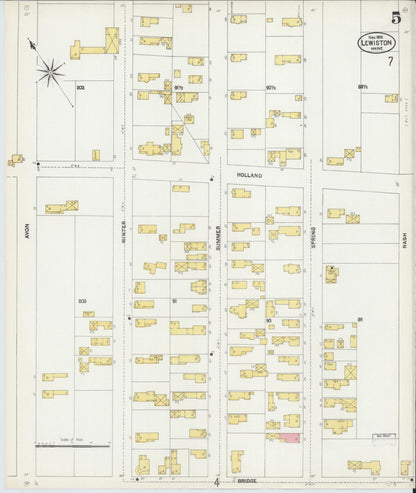 Sanborn Fire Insurance Map from Lewiston, Androscoggin County, Maine (1902), Sheet #0005 - Complete Map Set gallery image, historic Sanborn map, vintage wall art, Maine Maine