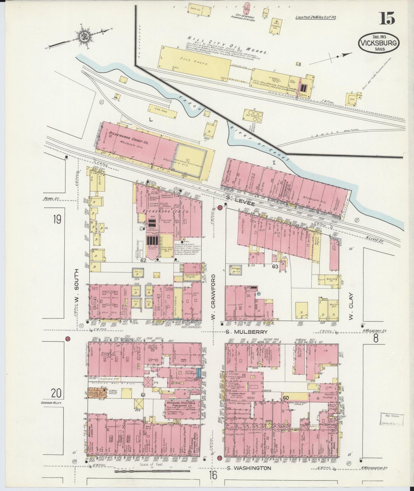 Sanborn Fire Insurance Map from Vicksburg, Warren County, Mississippi (1913), Sheet #0015 - Complete Map Set gallery image, historic Sanborn map, vintage wall art, Mississippi Mississippi
