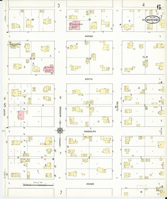 Sanborn Fire Insurance Map from Marengo, Iowa County, Iowa (1911), Sheet #0006 - Historic Sanborn Fire Insurance Map Print, vintage old map wall art