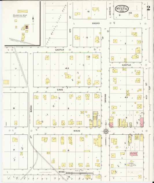 Sanborn Fire Insurance Map from Mystic, Appanoose County, Iowa (1916), Sheet #0002 - Historic Sanborn Fire Insurance Map Print, vintage old map wall art