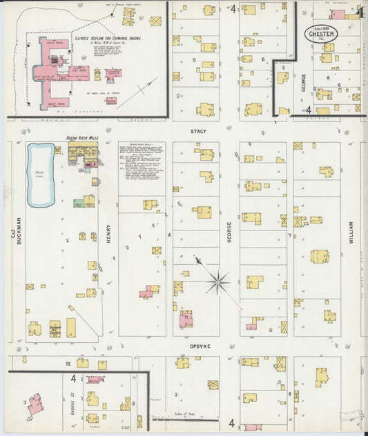 Sanborn Fire Insurance Map from Chester, Randolph County, Illinois (1899), Sheet #0004 - Historic Sanborn Fire Insurance Map Print, vintage old map wall art, antique decor, genealogy gift, Illinois Illinois map