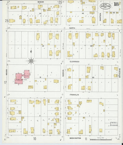Sanborn Fire Insurance Map from Appleton, Outagamie County, Wisconsin (1901), Sheet #0018 - Complete Map Set gallery image, historic Sanborn map, vintage wall art, Wisconsin Wisconsin