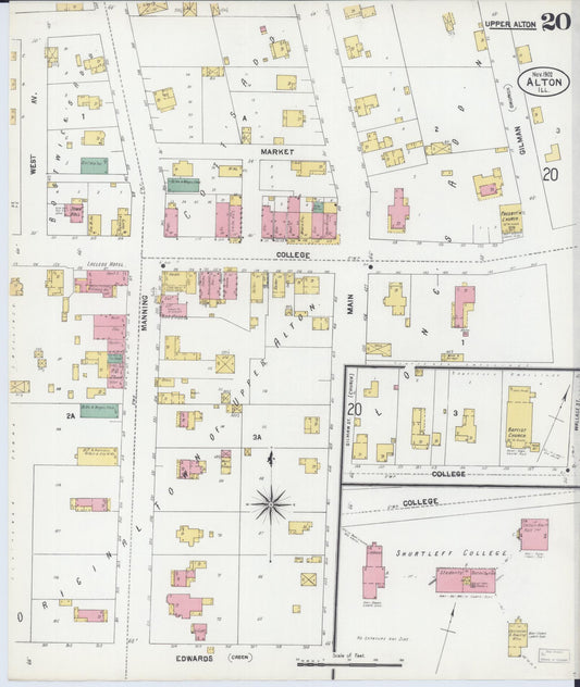 Sanborn Fire Insurance Map from Alton, Madison County, Illinois (1902), Sheet #0020 - Historic Sanborn Fire Insurance Map Print, vintage old map wall art, antique decor, genealogy gift, Illinois Illinois map