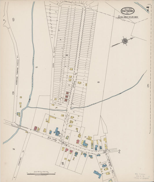 Sanborn Fire Insurance Map from Hatboro, Montgomery County, Pennsylvania (1922), Sheet #0007 - Historic Sanborn Fire Insurance Map Print, vintage old map wall art, antique decor, genealogy gift, Pennsylvania Pennsylvania map