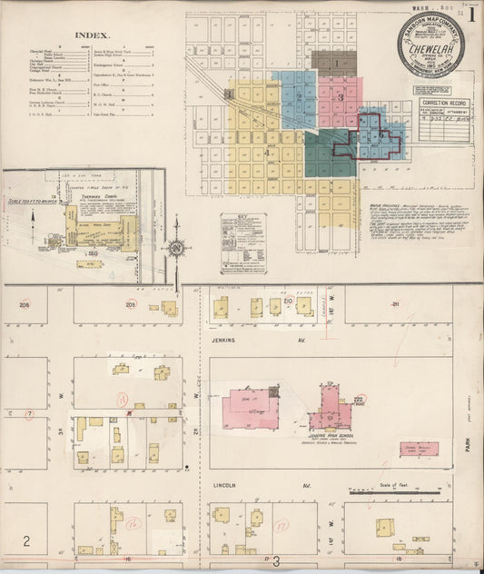 Sanborn Fire Insurance Map from Chewelah, Stevens County, Washington (1932), Sheet #0001 - Complete Map Set gallery image, historic Sanborn map, vintage wall art, Washington Washington