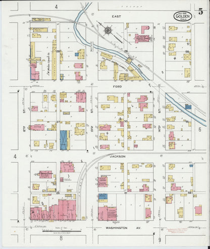Sanborn Fire Insurance Map from Golden, Jefferson County, Colorado (1919), Sheet #0005 - Complete Map Set gallery image, historic Sanborn map, vintage wall art, Colorado Colorado