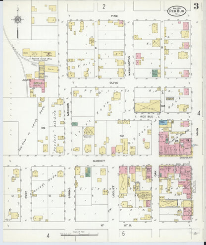 Sanborn Fire Insurance Map from Red Bud, Randolph County, Illinois (1910), Sheet #0003 - Complete Map Set gallery image, historic Sanborn map, vintage wall art, Illinois Illinois