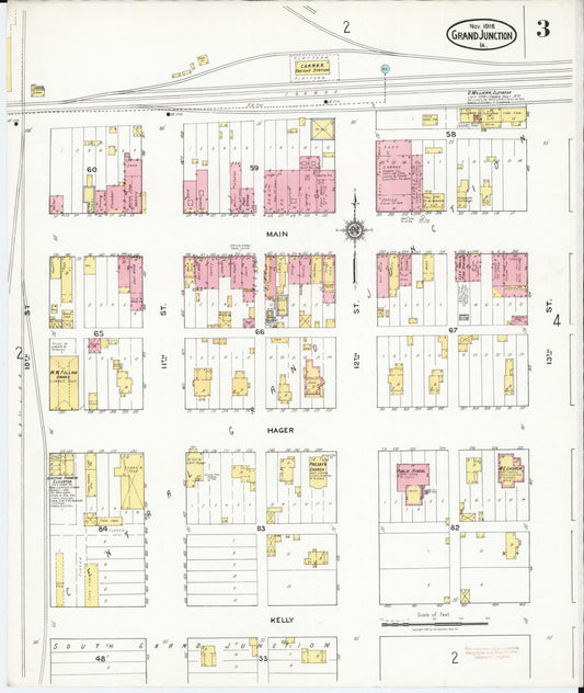 Sanborn Fire Insurance Map from Grand Junction, Greene County, Iowa (1918), Sheet #0003 - Historic Sanborn Fire Insurance Map Print, vintage old map wall art