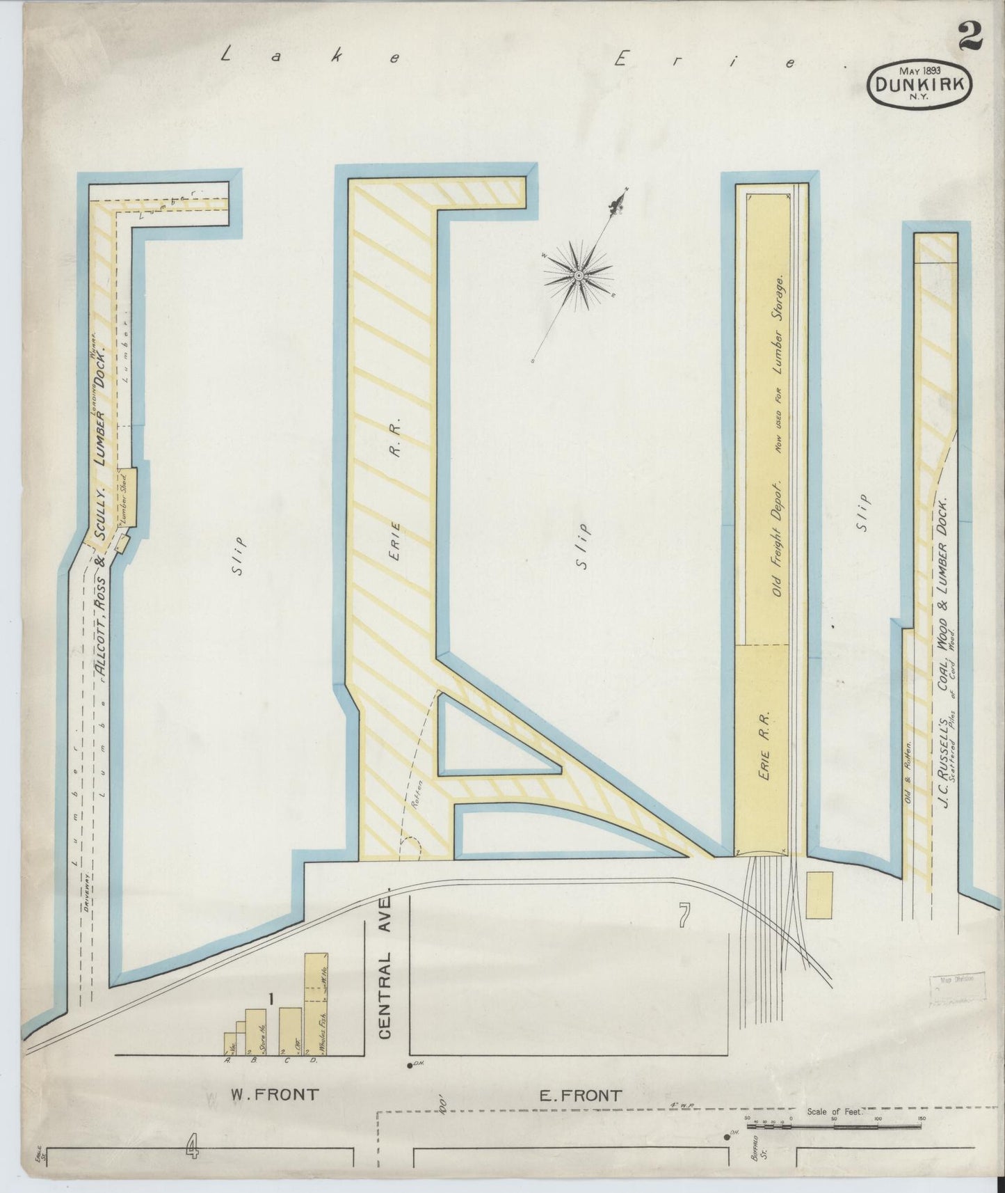 Sanborn Fire Insurance Map from Dunkirk, Chautauqua County, New York (1893), Sheet #0002 - Complete Map Set gallery image, historic Sanborn map, vintage wall art, New York New York