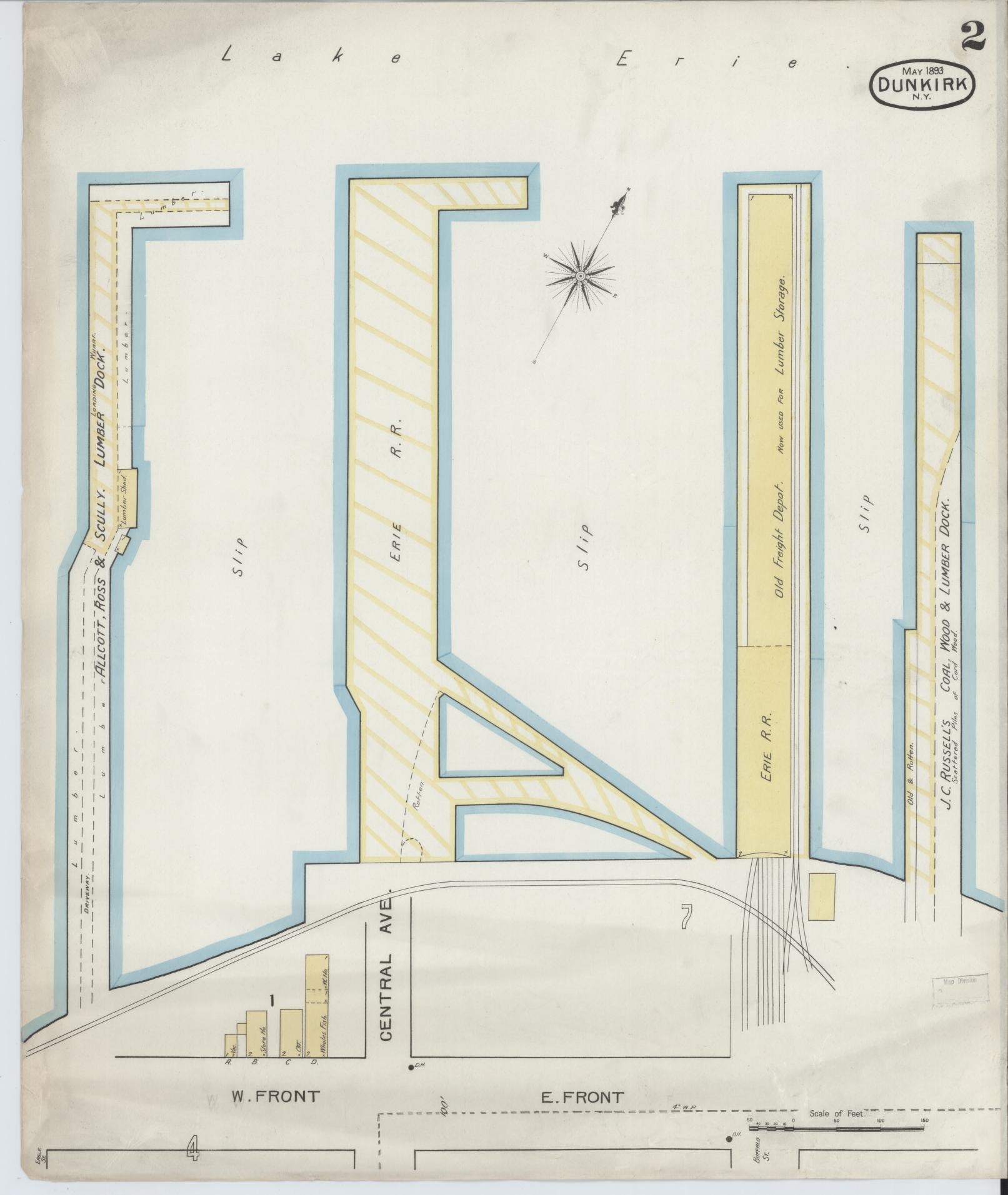 Sanborn Fire Insurance Map from Dunkirk, Chautauqua County, New York (1893), Sheet #0002 - Complete Map Set gallery image, historic Sanborn map, vintage wall art, New York New York