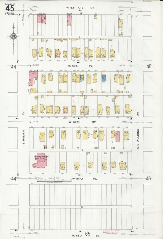 Sanborn Fire Insurance Map from Chicago, Cook County, Illinois (1920), Sheet #0045 - Historic Sanborn Fire Insurance Map Print, vintage old map wall art, antique decor, genealogy gift, Illinois Illinois map