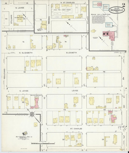 Sanborn Fire Insurance Map from Brownsville, Cameron County, Texas (1914), Sheet #0002 - Historic Sanborn Fire Insurance Map Print, vintage old map wall art, antique decor, genealogy gift, Texas Texas map