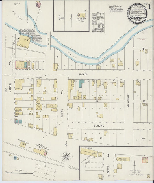 Sanborn Fire Insurance Map from Melrose, Stearns County, Minnesota (1894), Sheet #0001 - Complete Map Set gallery image, historic Sanborn map, vintage wall art, Minnesota Minnesota