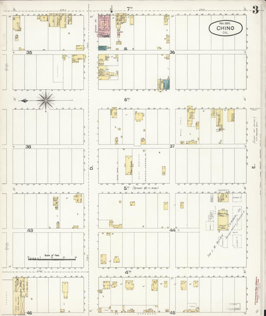 Sanborn Fire Insurance Map from Chino, San Bernardino County, California (1895), Sheet #0003 - Historic Sanborn Fire Insurance Map Print, vintage old map wall art, antique decor, genealogy gift, California California map