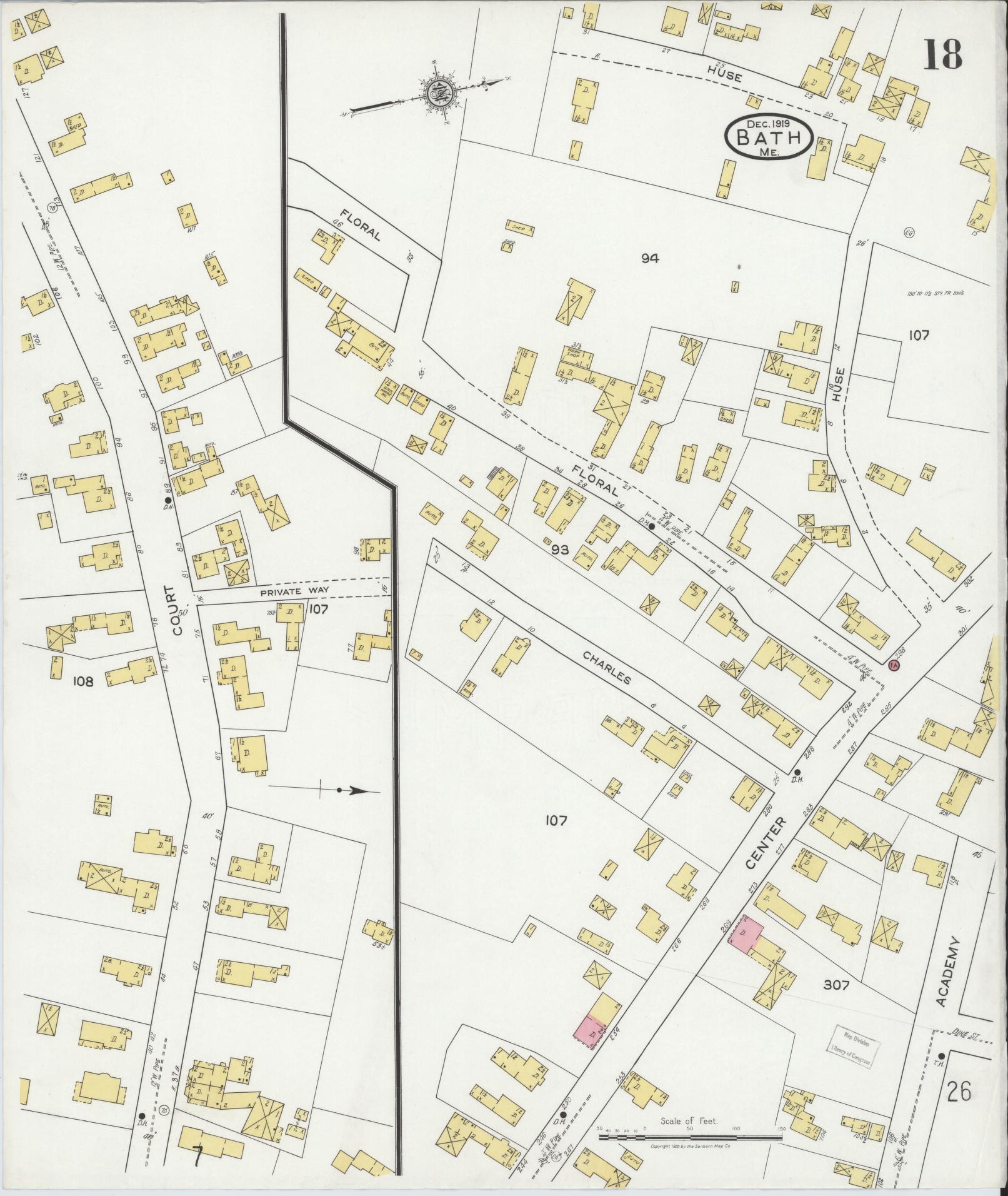 Sanborn Fire Insurance Map from Bath, Sagadahoc County, Maine (1919), Sheet #0018 - Complete Map Set gallery image, historic Sanborn map, vintage wall art, Maine Maine