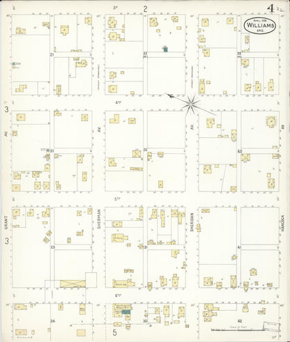 Sanborn Fire Insurance Map from Williams, Coconino County, Arizona (1898), Sheet #0004 - Complete Map Set gallery image, historic Sanborn map, vintage wall art, Arizona Arizona