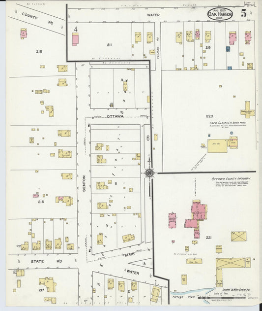 Sanborn Fire Insurance Map from Oak Harbor, Ottawa County, Ohio (1920), Sheet #0005 - Historic Sanborn Fire Insurance Map Print, vintage old map wall art, antique decor, genealogy gift, Ohio Ohio map