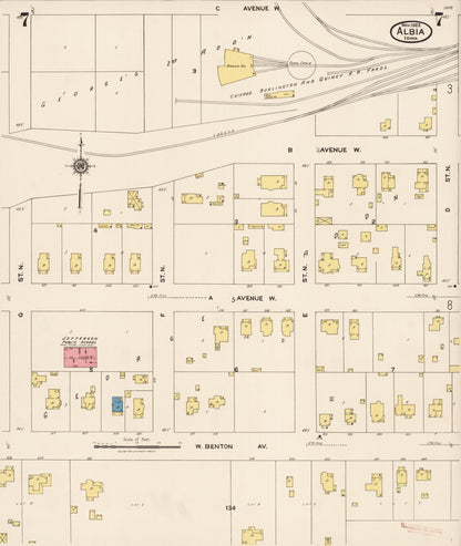 Sanborn Fire Insurance Map from Albia, Monroe County, Iowa (1922), Sheet #0007 - Historic Sanborn Fire Insurance Map Print