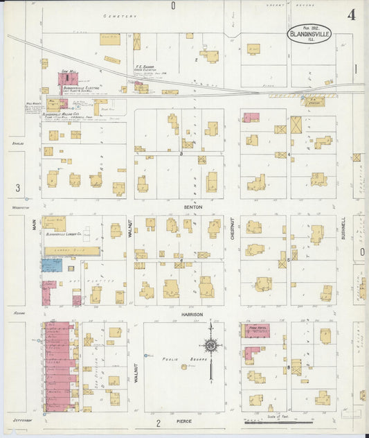 Sanborn Fire Insurance Map from Blandinsville, Mcdonough County, Illinois (1912), Sheet #0004 - Historic Sanborn Fire Insurance Map Print, vintage old map wall art, antique decor, genealogy gift, Illinois Illinois map