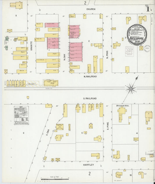 Sanborn Fire Insurance Map from Batesburg, Lexington And Saluda Counties, South Carolina (1900), Sheet #0001 - Complete Map Set gallery image, historic Sanborn map, vintage wall art, South Carolina South Carolina