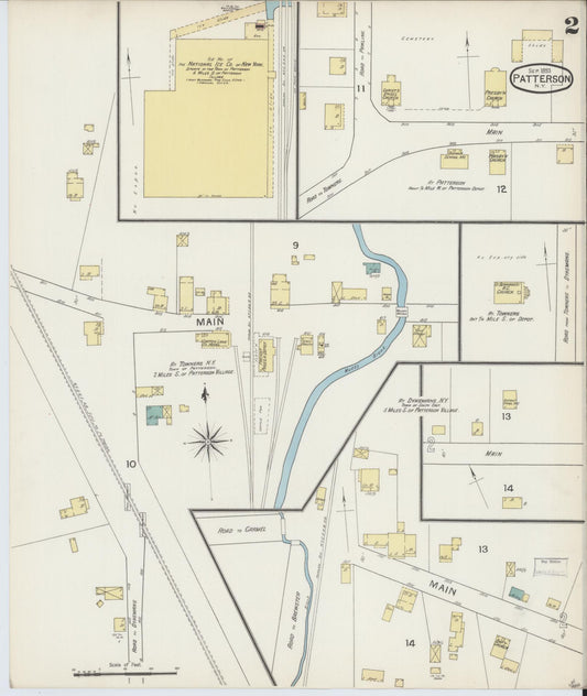 Sanborn Fire Insurance Map from Patterson, Putnam County, New York (1893), Sheet #0002 - Historic Sanborn Fire Insurance Map Print, vintage old map wall art, antique decor, genealogy gift, New York New York map