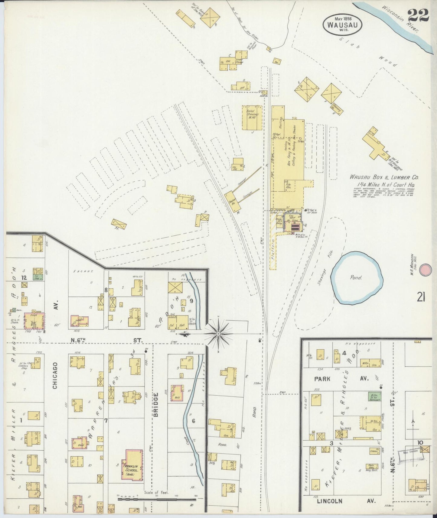 Sanborn Fire Insurance Map from Wausau, Marathon County, Wisconsin (1898), Sheet #0022 - Complete Map Set gallery image, historic Sanborn map, vintage wall art, Wisconsin Wisconsin