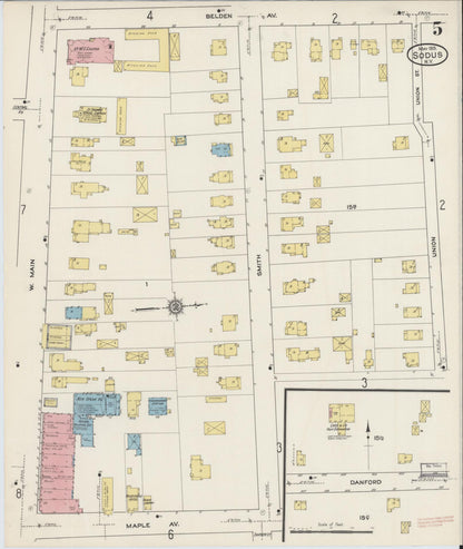 Sanborn Fire Insurance Map from Sodus, Wayne County, New York (1915), Sheet #0005 - Historic Sanborn Fire Insurance Map Print, vintage old map wall art, antique decor, genealogy gift, New York New York map