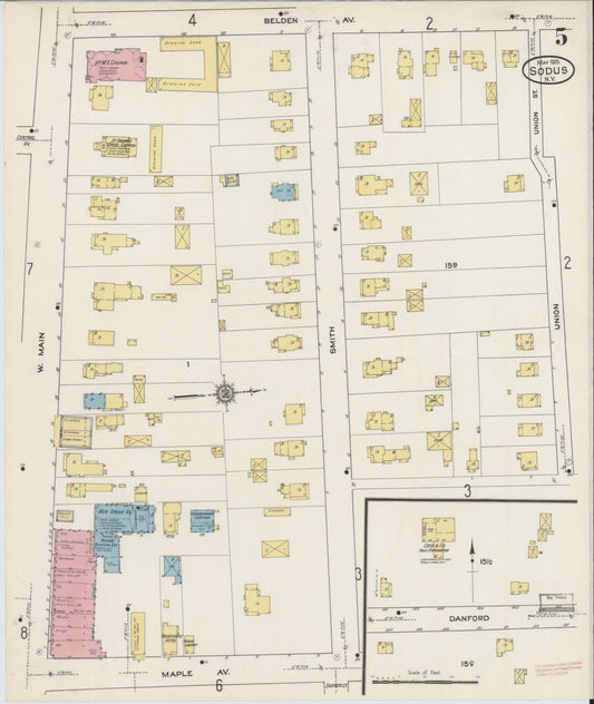 Sanborn Fire Insurance Map from Sodus, Wayne County, New York (1915), Sheet #0005 - Historic Sanborn Fire Insurance Map Print, vintage old map wall art, antique decor, genealogy gift, New York New York map