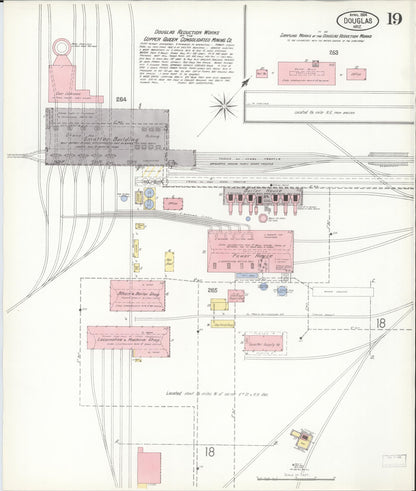 Sanborn Fire Insurance Map from Douglas, Cochise County, Arizona (1904), Sheet #0019 - Complete Map Set gallery image, historic Sanborn map, vintage wall art, Arizona Arizona
