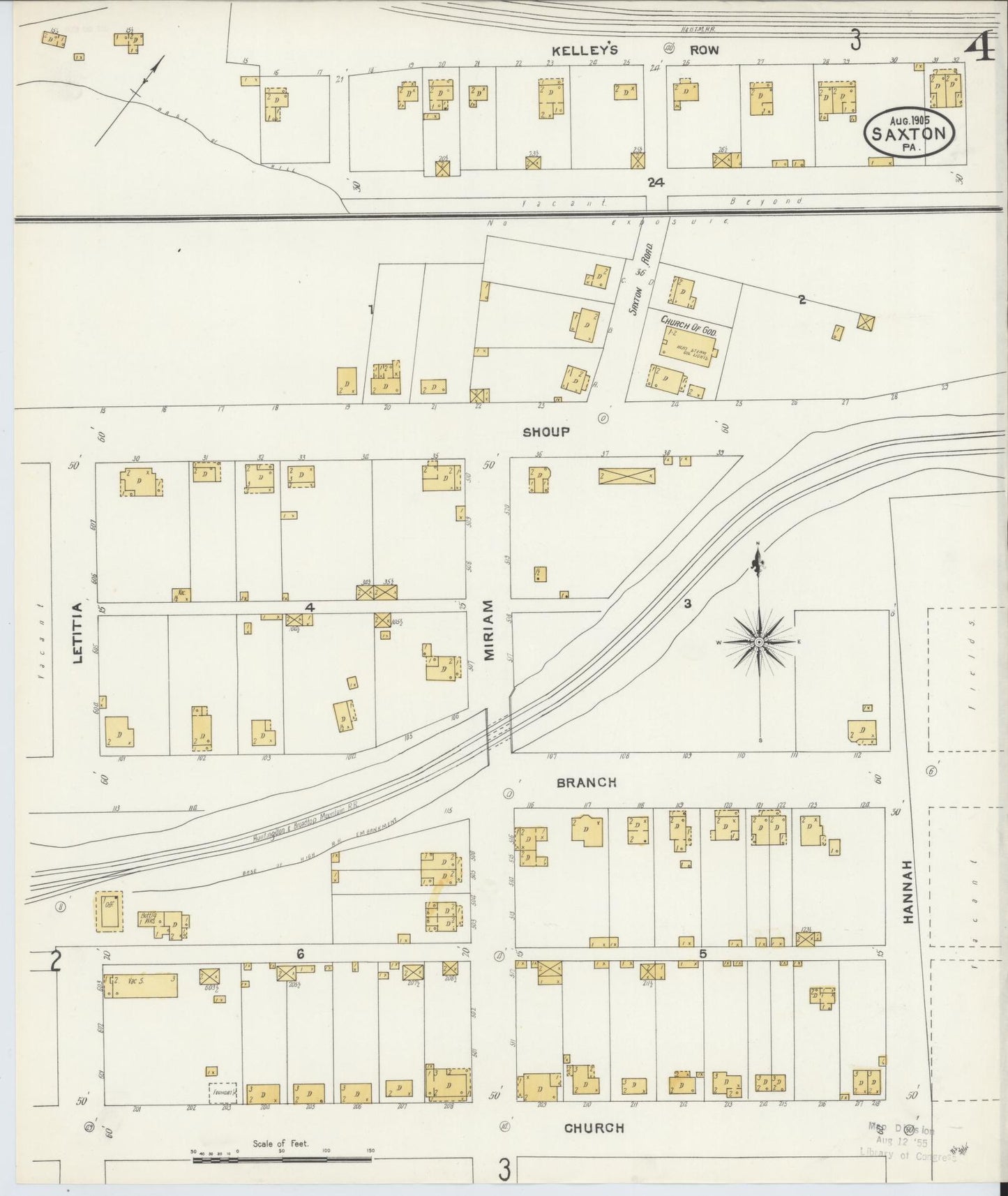 Sanborn Fire Insurance Map from Saxton, Bedford County, Pennsylvania (1905), Sheet #0004 - Complete Map Set gallery image, historic Sanborn map, vintage wall art, Pennsylvania Pennsylvania