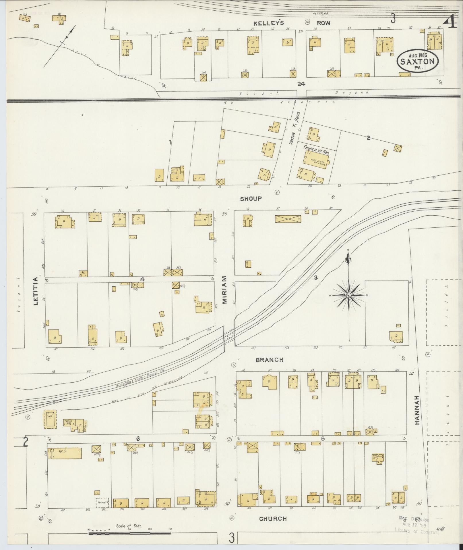 Sanborn Fire Insurance Map from Saxton, Bedford County, Pennsylvania (1905), Sheet #0004 - Complete Map Set gallery image, historic Sanborn map, vintage wall art, Pennsylvania Pennsylvania