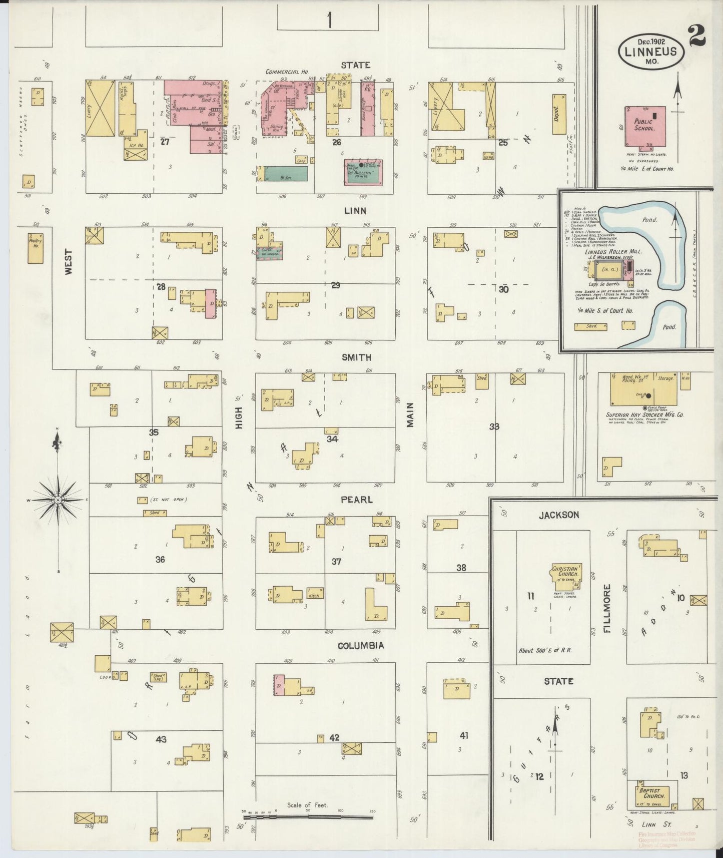 Sanborn Fire Insurance Map from Linneus, Linn County, Missouri (1902), Sheet #0002 - Historic Sanborn Fire Insurance Map Print, vintage old map wall art, antique decor, genealogy gift, Missouri Missouri map