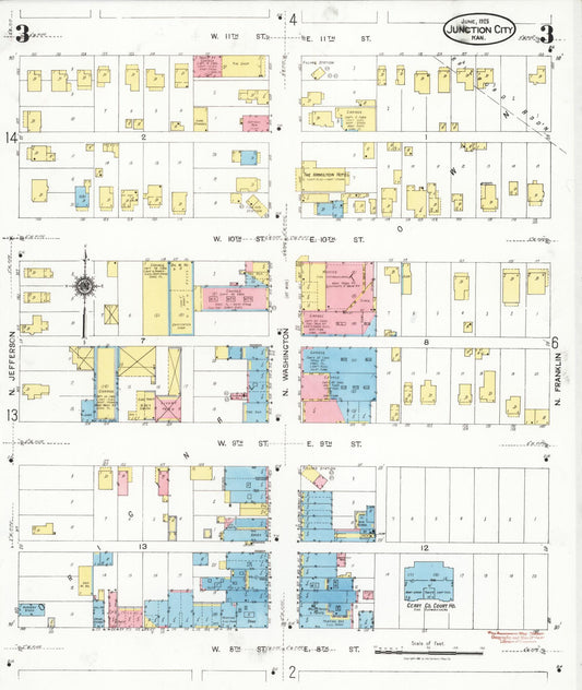 Sanborn Fire Insurance Map from Junction City, Geary County, Kansas (1925), Sheet #0003 - Historic Sanborn Fire Insurance Map Print, vintage old map wall art, antique decor, genealogy gift, Kansas Kansas map