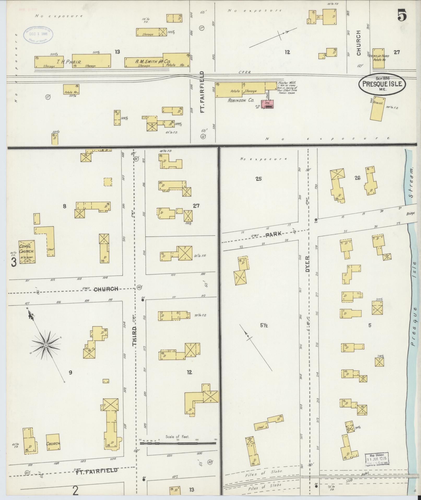 Sanborn Fire Insurance Map from Presque Isle, Aroostook County, Maine (1898), Sheet #0005 - Complete Map Set gallery image, historic Sanborn map, vintage wall art, Maine Maine
