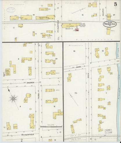 Sanborn Fire Insurance Map from Presque Isle, Aroostook County, Maine (1898), Sheet #0005 - Complete Map Set gallery image, historic Sanborn map, vintage wall art, Maine Maine