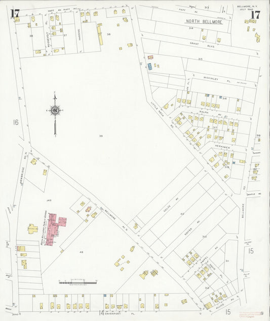 Sanborn Fire Insurance Map from Bellmore, Nassau County, New York (1940), Sheet #0017 - Historic Sanborn Fire Insurance Map Print, vintage old map wall art, antique decor, genealogy gift, New York New York map