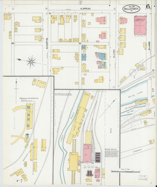 Sanborn Fire Insurance Map from Bellefonte, Centre County, Pennsylvania (1904), Sheet #0006 - Historic Sanborn Fire Insurance Map Print, vintage old map wall art, antique decor, genealogy gift, Pennsylvania Pennsylvania map
