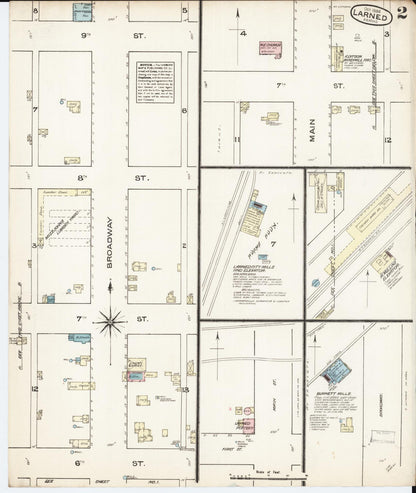 Sanborn Fire Insurance Map from Larned, Pawnee County, Kansas (1884), Sheet #0002 - Complete Map Set gallery image, historic Sanborn map, vintage wall art, Kansas Kansas