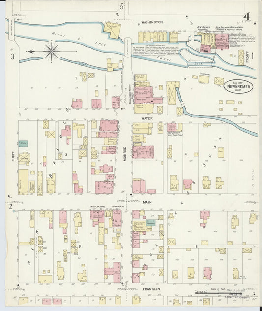 Sanborn Fire Insurance Map from New Bremen, Auglaize County, Ohio (1907), Sheet #0004 - Historic Sanborn Fire Insurance Map Print, vintage old map wall art, antique decor, genealogy gift, Ohio Ohio map
