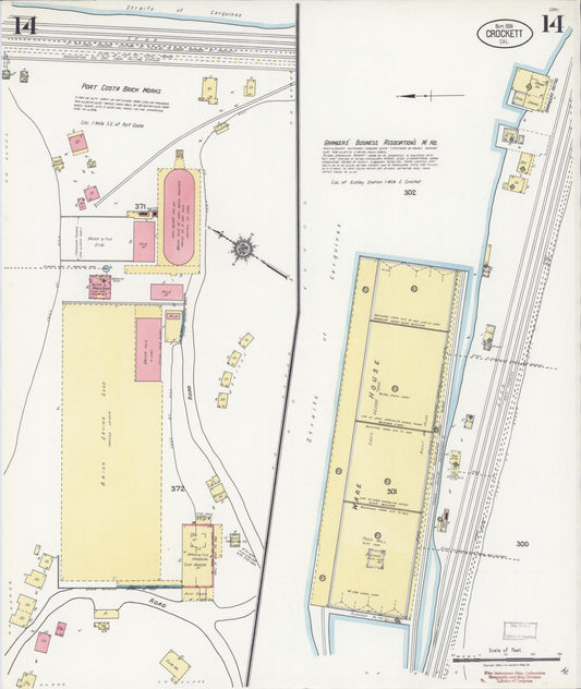 Sanborn Fire Insurance Map from Crockett, Contra Costa County, California (1924), Sheet #0014 - Historic Sanborn Fire Insurance Map Print, vintage old map wall art, antique decor, genealogy gift, California California map