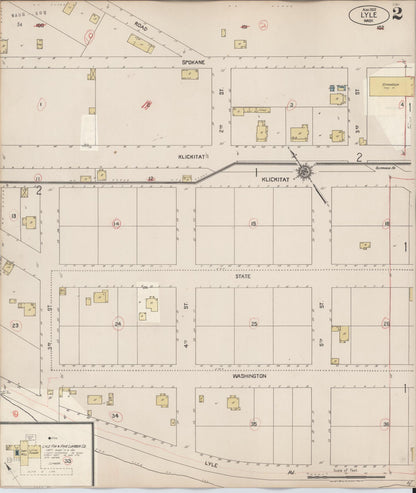 Sanborn Fire Insurance Map from Lyle, Klickitat County, Washington (1929), Sheet #0002 - Complete Map Set gallery image, historic Sanborn map, vintage wall art, Washington Washington