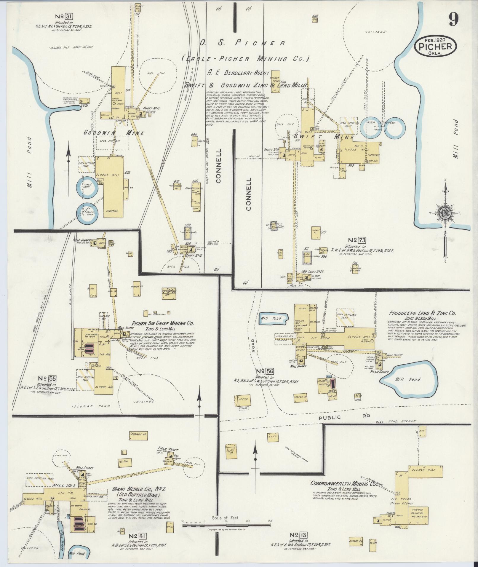 Sanborn Fire Insurance Map from Picher, Ottawa County, Oklahoma (1920), Sheet #0009 - Complete Map Set gallery image, historic Sanborn map, vintage wall art, Oklahoma Oklahoma