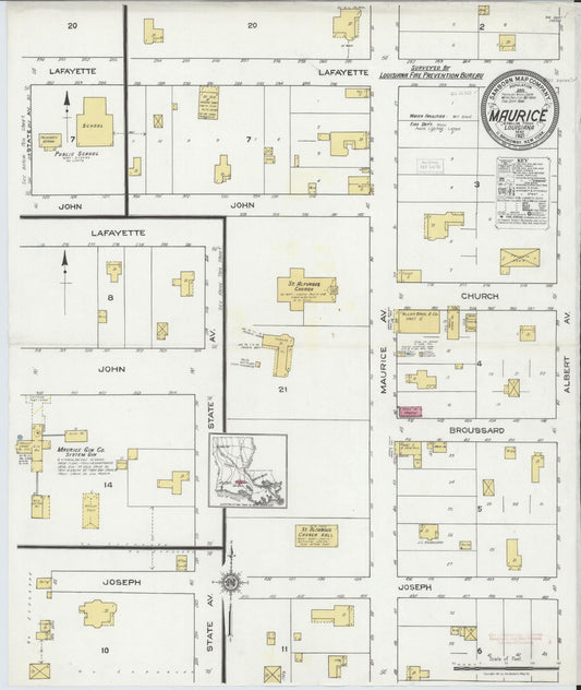 Sanborn Fire Insurance Map from Maurice, Vermilion Parish, Louisiana. (1921) – Historic Sanborn Fire Insurance Map Print