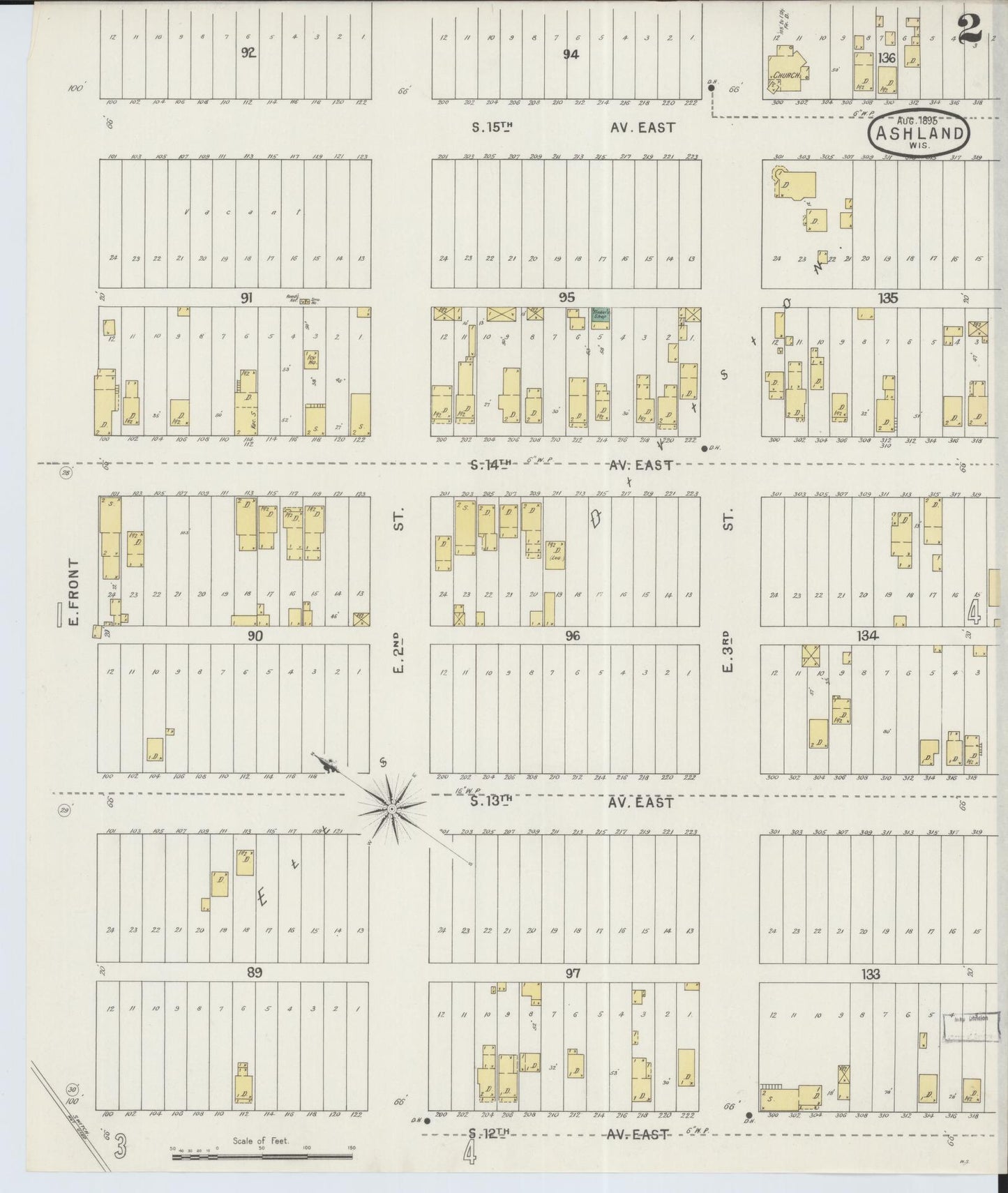 Sanborn Fire Insurance Map from Ashland, Ashland County, Wisconsin (1895), Sheet #0002 - Complete Map Set gallery image, historic Sanborn map, vintage wall art, Wisconsin Wisconsin